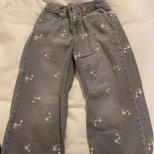 GAP Kids Gray Jeans with Floral Design
